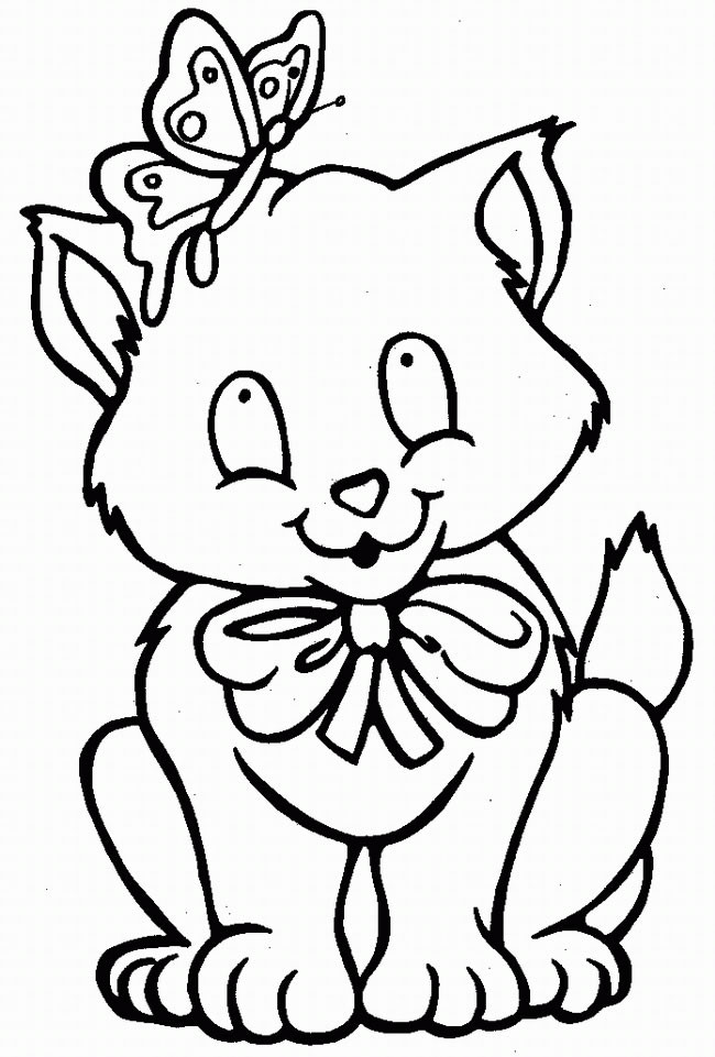 Coloriage Chat portant une noeud dessin gratuit à imprimer