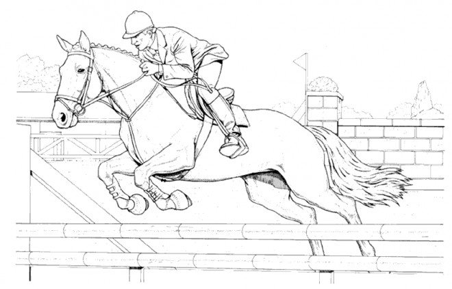 Coloriage Cheval de course dessin gratuit à imprimer
