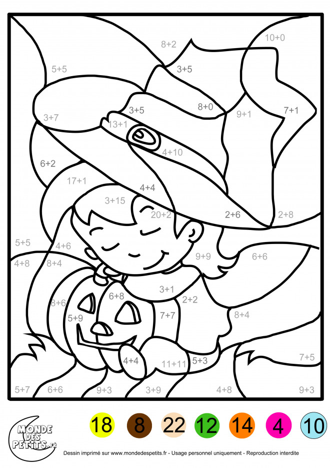 Coloriage Addition Halloween dessin gratuit à imprimer