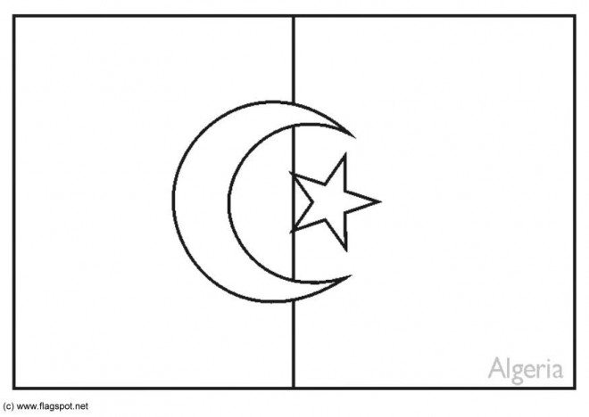 Coloriage Drapeau Algérie dessin gratuit à imprimer