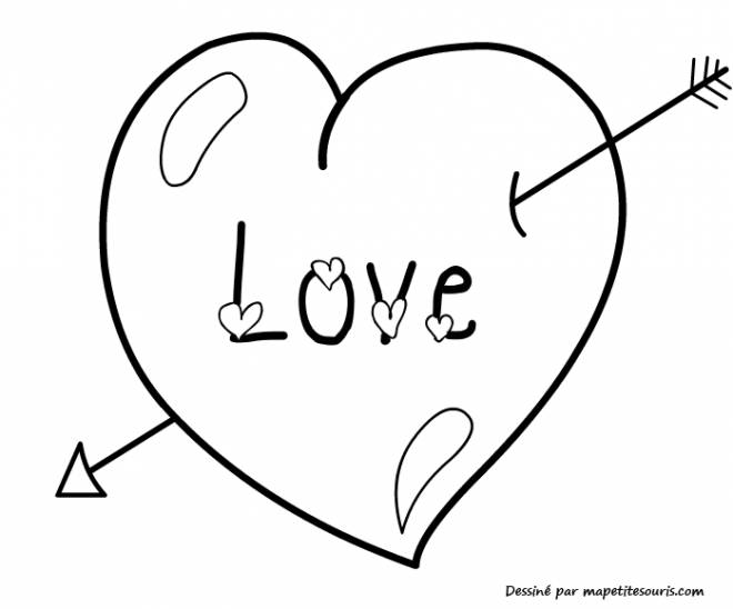 Coloriage Coeur de cupidon dessin gratuit à imprimer