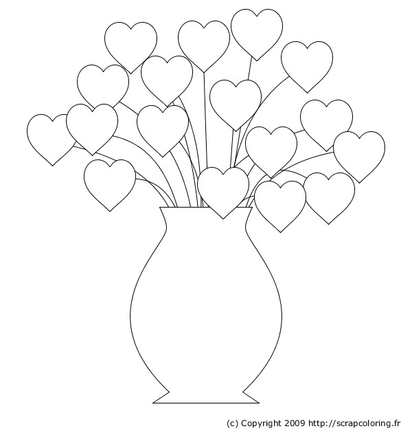 Coloriage Vase des Coeurs dessin gratuit à imprimer