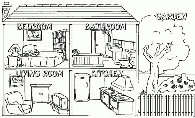 Coloriage Intérieur maison dessin gratuit à imprimer
