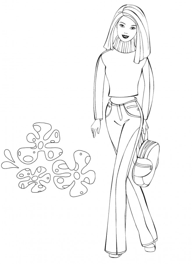 Coloriage Barbie à la mode dessin gratuit à imprimer