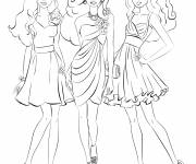 Coloriage Barbie et ses amis en robe de soirée