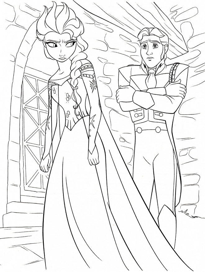 Coloriage Elsa chateau dessin gratuit à imprimer