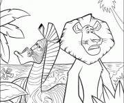 Coloriage et dessins gratuit Madagascar Melman et Alex à imprimer