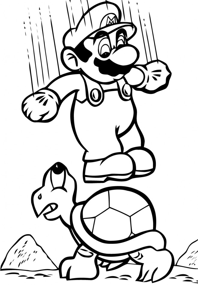 Coloriage Mario tout en sautant dessin gratuit à imprimer
