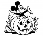 Coloriage Halloween, citrouille et Mickey