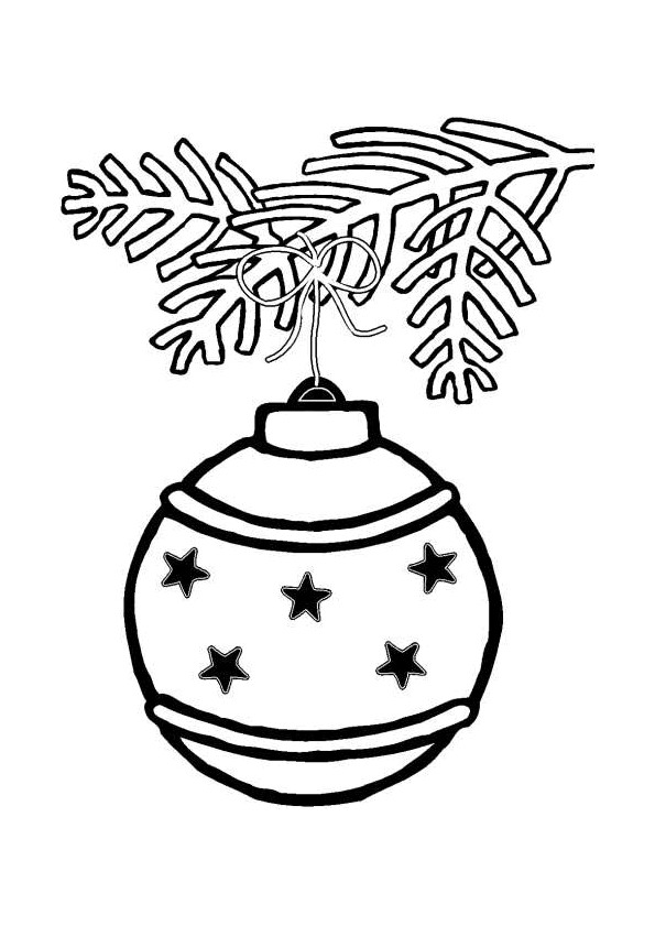 Coloriage Boule de Noel sur Le Sapin dessin gratuit à imprimer