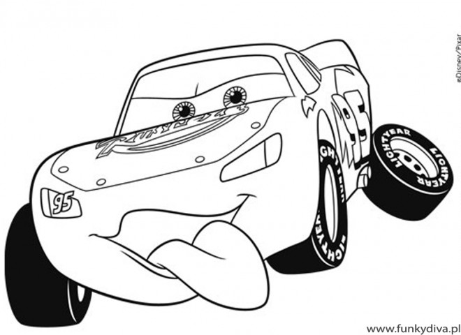 Coloriage Cars Flash Mcqueen au Garage dessin gratuit à imprimer