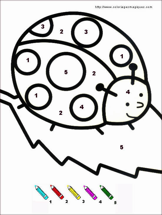 Coloriage Magique Maternelle coccinelle numérotée