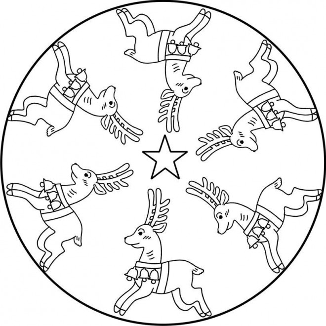 Coloriage Mandala Renne de Noel stylisé dessin gratuit à imprimer