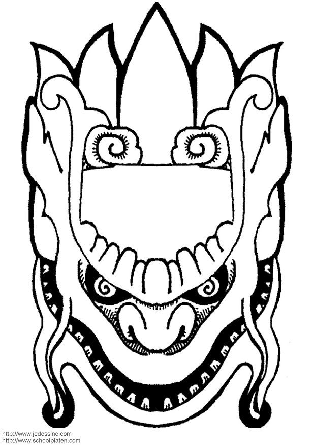 Coloriage Masque Chinois dessin gratuit à imprimer