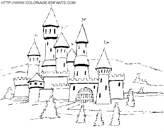 Coloriage Château des Rois dessin gratuit à imprimer