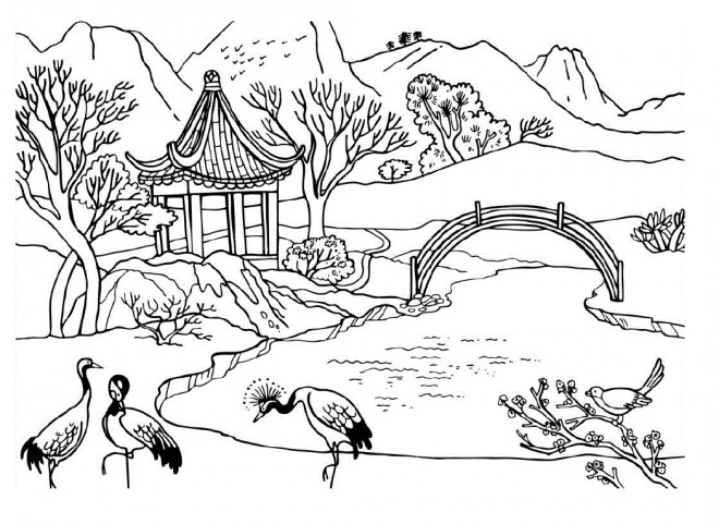 Coloriage Paysage Jardin Chinois Dessin Gratuit A Imprimer Coloriage Paysage Jardin Chinois Dessin Gratuit A Imprimer