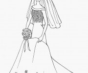 Coloriage Barbie en Robe de Mariée dessin gratuit à imprimer