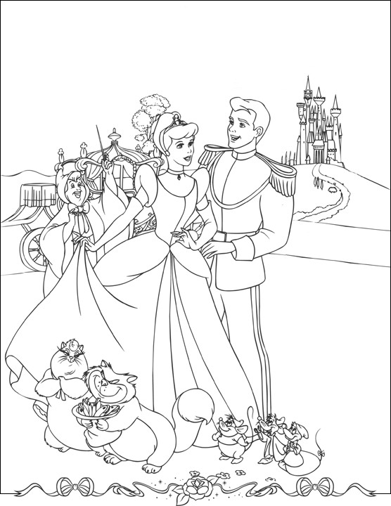 Coloriage Princesse Cendrillon et sa Carrosse magique