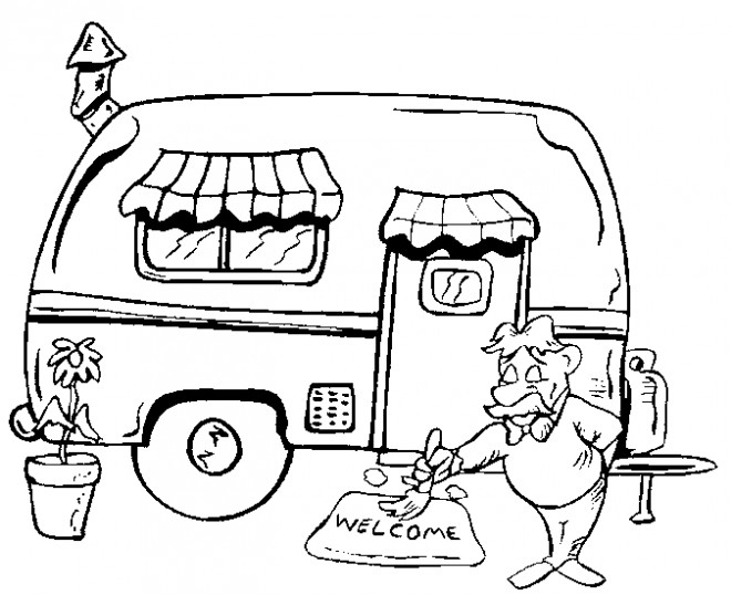Coloriage Camping Car dessin gratuit à imprimer