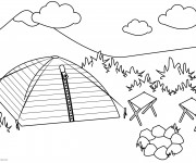 Coloriage et dessins gratuit Camping dans La Nature à imprimer