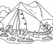 Coloriage et dessins gratuit Les amis dans La tente de Camping à imprimer