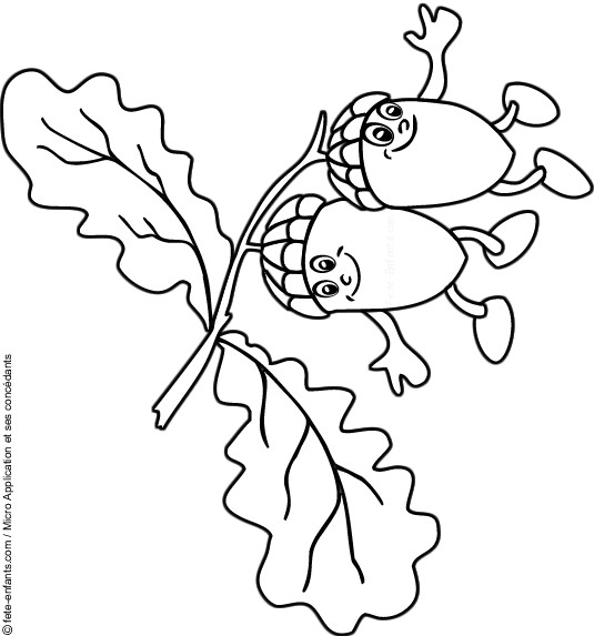 Coloriage Fruits d'Automne avec visages dessin gratuit à imprimer