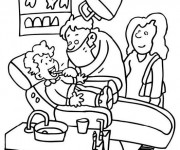 Coloriage et dessins gratuit Maman et son enfant chez le dentiste à imprimer