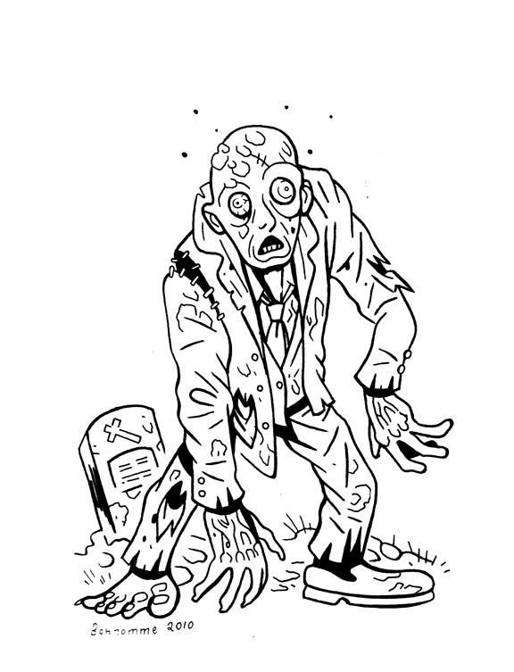 Coloriage Zombie sort de la tombe dessin gratuit à imprimer
