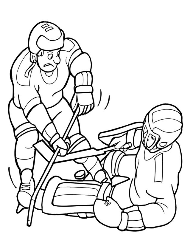 Coloriage Hockey sur glace et La Confrontation dessin gratuit à imprimer