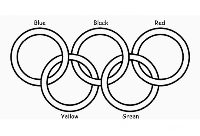 Coloriage Jeux Olympiques en cinq couleur dessin gratuit à imprimer