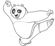 Coloriage Kung Fu Panda coup de pied de Po