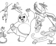 Coloriage Kung Fu Panda  Po et ses amis