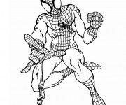 Coloriage et dessins gratuit Spiderman en noir et blanc à imprimer