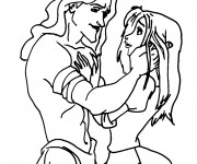 Coloriage et dessins gratuit Tarzan amoureux avec Jane à imprimer