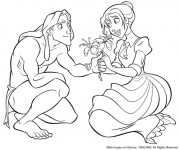 Coloriage et dessins gratuit Tarzan et Jane à imprimer