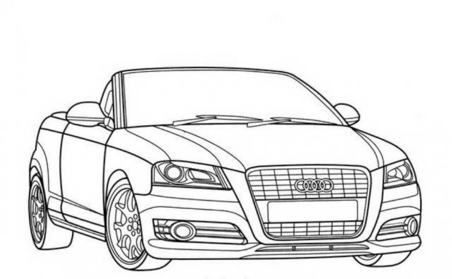 Coloriage Audi décapotable en noir et blanc