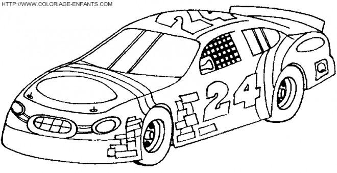 Coloriage Voitures de course décorée