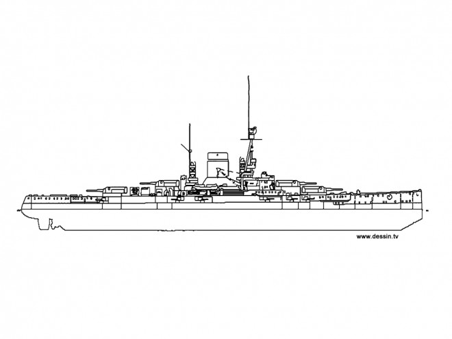 Coloriage Illustration Bateau de Guerre dessin gratuit à imprimer