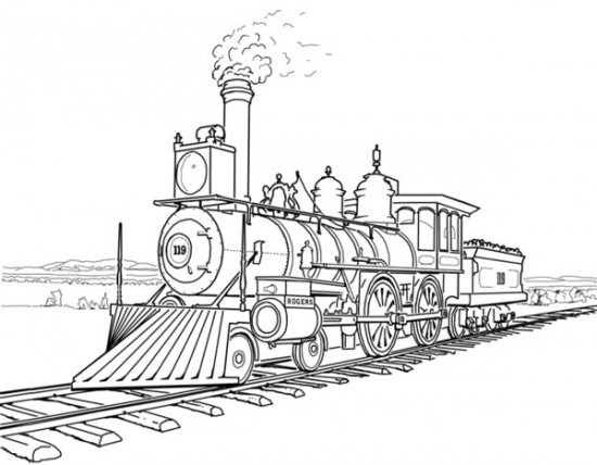 Coloriage Une Locomotive à vapeur rapide dessin gratuit à imprimer