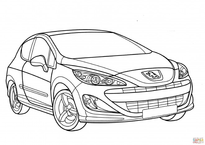 Coloriage Voiture Peugeot 208 dessin gratuit à imprimer