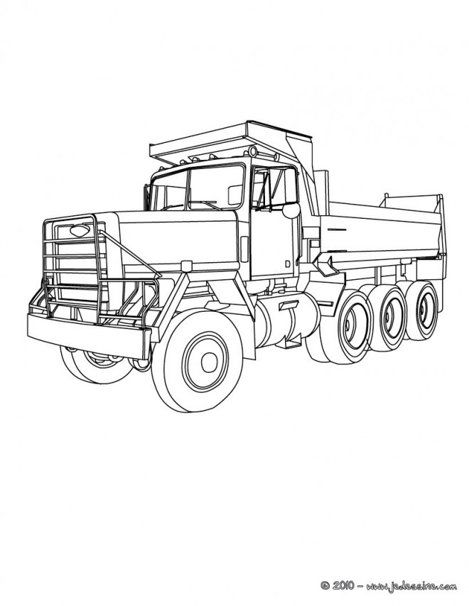 Coloriage Camion Benne classique dessin gratuit à imprimer