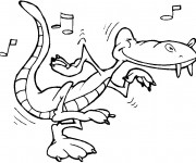 Coloriage Alligator écoute de la musique