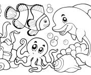 Coloriage Les animaux de la mer et la vie sous marine