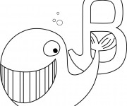 Coloriage et dessins gratuit Baleine et la lettre B à imprimer