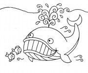 Coloriage et dessins gratuit Baleine et petits poissons à imprimer