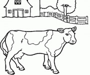 Coloriage et dessins gratuit Vache dans le pré à imprimer