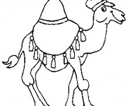 Coloriage Chameau portant un chapeau