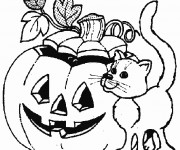 Coloriage Chat et Halloween