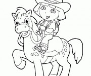Coloriage Dora sur son cheval
