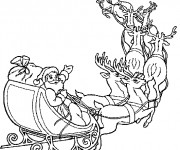 Coloriage Père Noël et ses Chevreuils